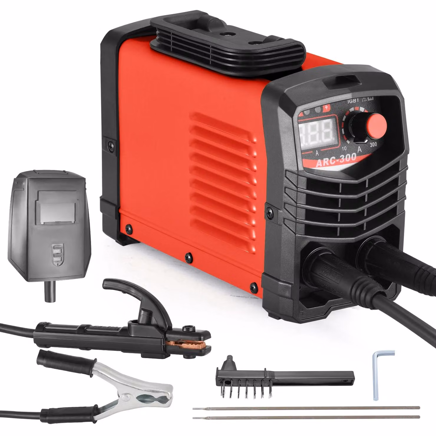 Saldatrice ARC MMA, 300A, tecnologia IGBT, 220V, modello europeo (rosso)