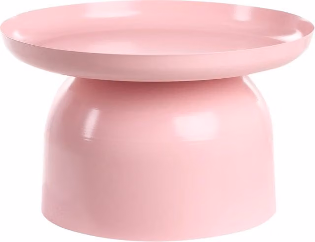 Tavolino da salotto rotondo BELIANI in metallo rosa pastello con finitura lucida