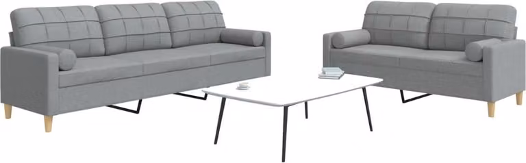 Maison Exclusive - Set divano a 2 posti con cuscini decorativi in tessuto grigio chiaro