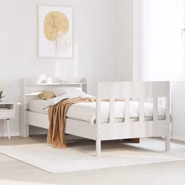 Letto senza Materasso-Struttura Letto Bianco 90x200 cm Legno Massello di Pino 292700