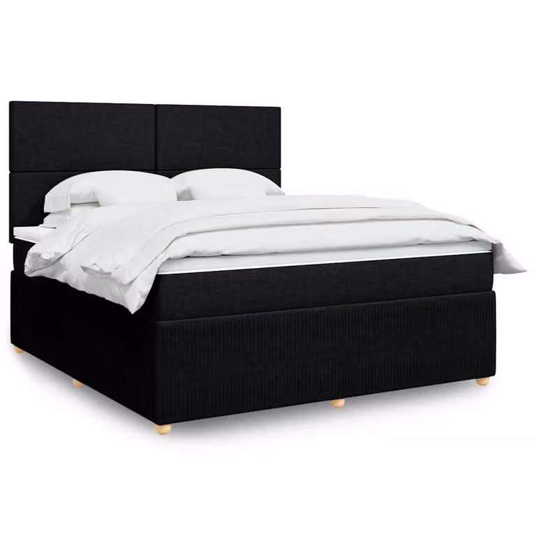 vidaXL Giroletto a Molle con Materasso Nero in Tessuto L/P: 180 x 200 cm