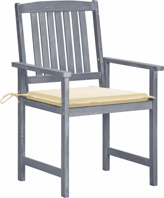 Set di 8 sedie da giardino vidaXL in legno massello di acacia con cuscini grigi e beige