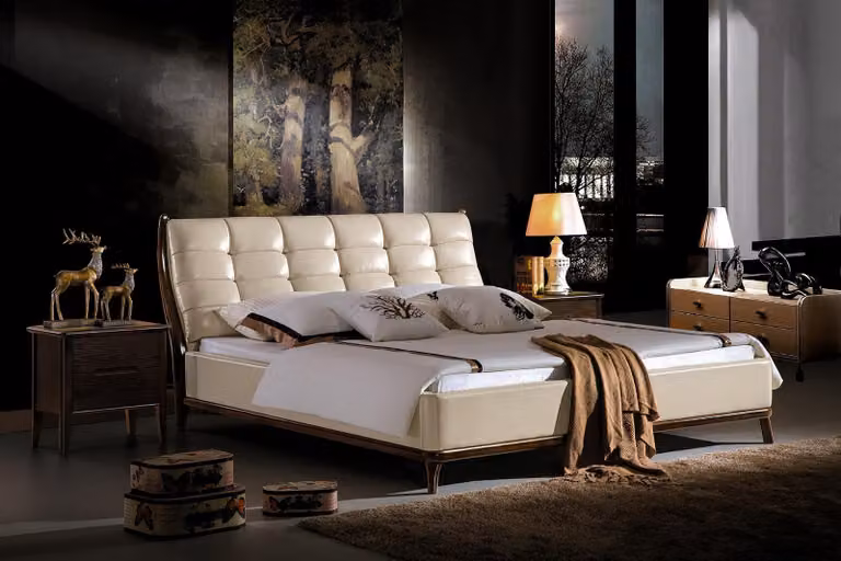 Bett Chesterfield Möbel Schlafzimmer Doppelbett Luxus Betten 180x200 Leder
