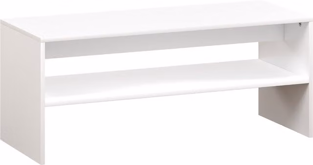 Tavolino da caffè moderno HOMCOM in legno bianco con ripiano aperto a 2 livelli, L 100 cm x P 40 cm x H 41,5 cm