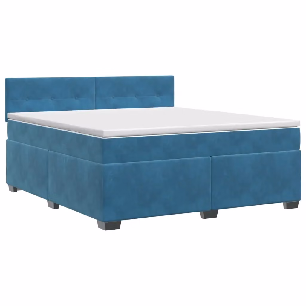 Letto box spring con materasso ibrido vidaXL in velluto blu e bianco L/P: 140 x 190 cm – 2