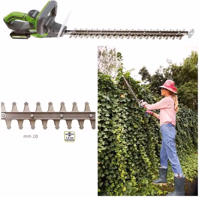 Tagliasiepe a batteria Verdemax TS20 verde con batteria al litio 20V 2Ah e caricabatterie rapido