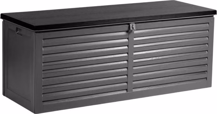 Plonos PL-801, scatola da giardino, 143 x 57 x 53,5 cm, 390 litri, colore nero e grigio