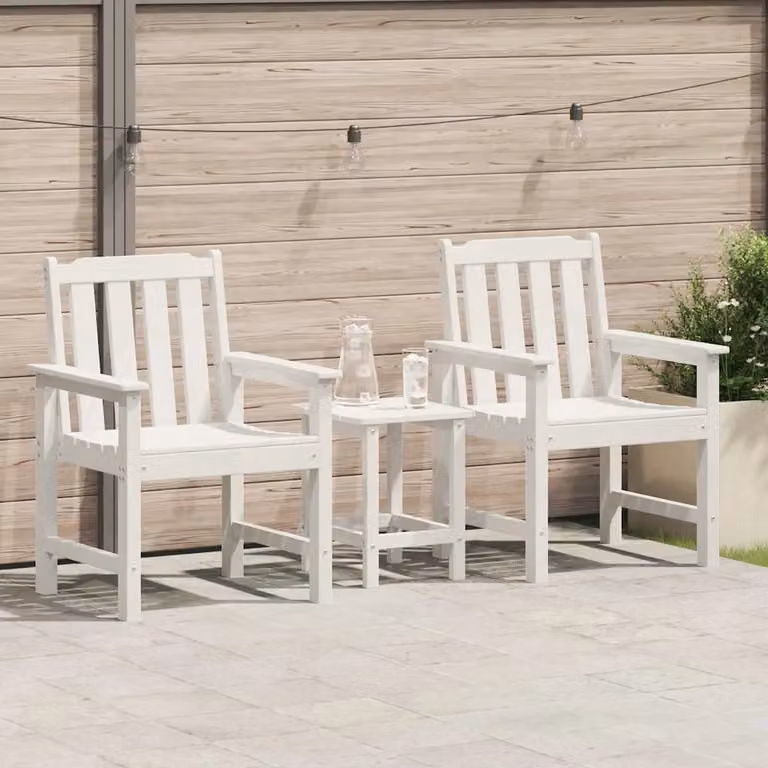 Set di 2 sedie da giardino moderne vidaXL in HDPE bianco con braccioli