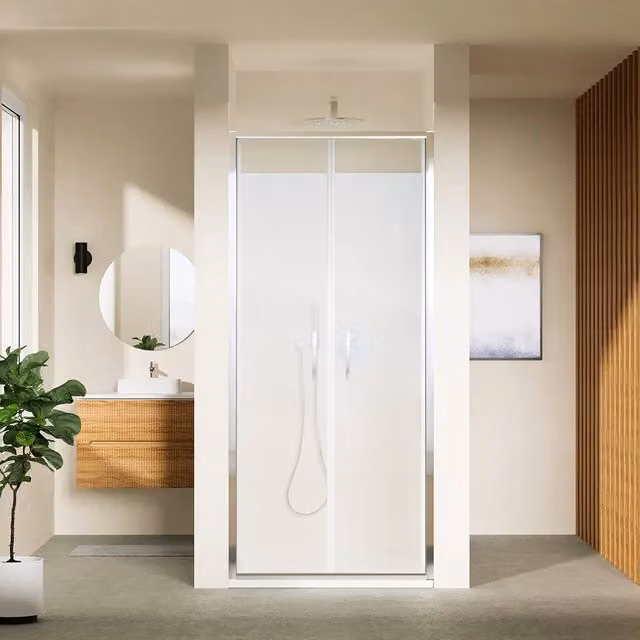 Porta doccia 75cm con apertura saloon profili slim cromati vetro 6mm trasparente h190 | Portofino