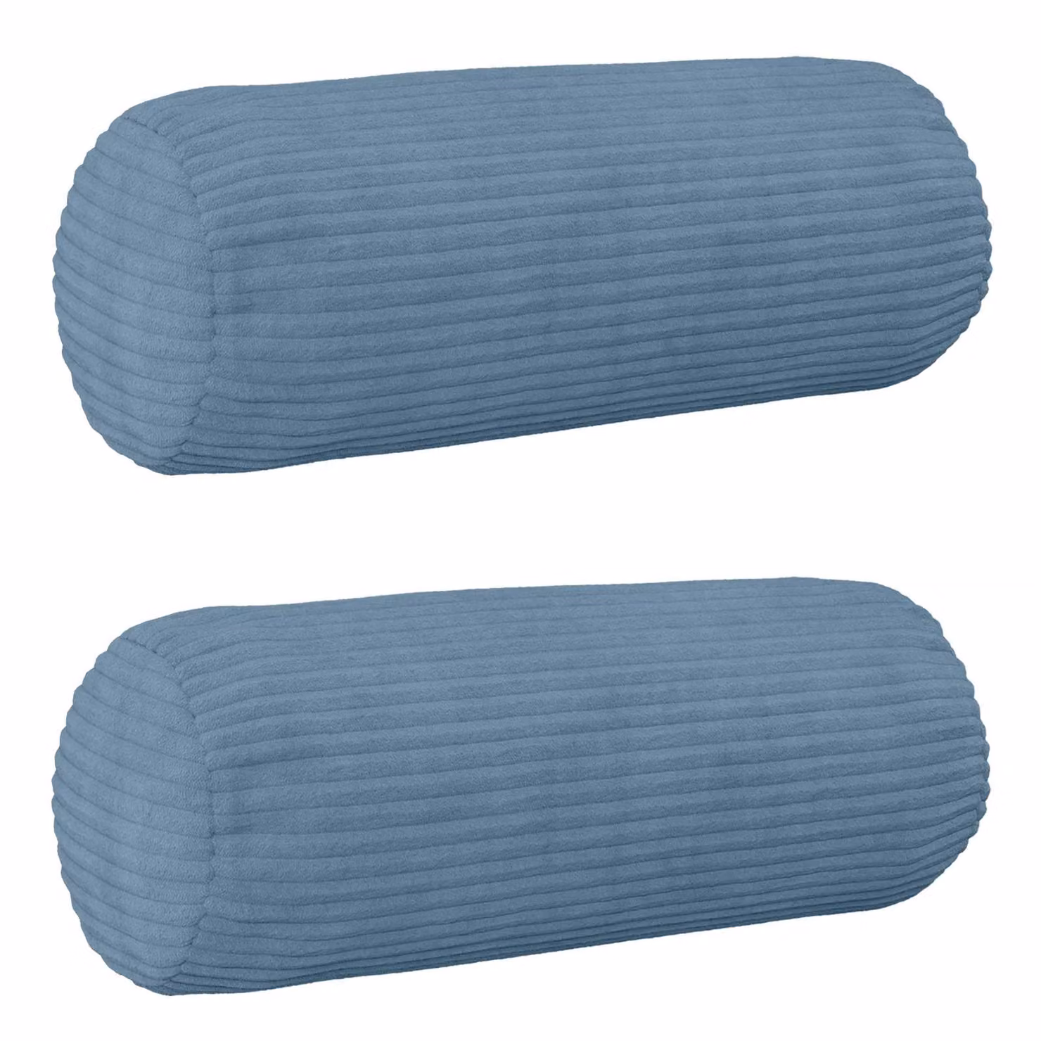 Set di 2 federe vidaXL HEERLEN blu in velluto a coste, forma ovale, Ø 15 x 40 cm