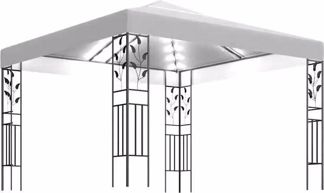 Gazebo | Pergolato con Luci LED a Stringa 3x3 m Bianco
