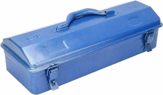 Cassetta degli attrezzi multifunzionale in metallo dal design portatile, ideale per riporre gli attrezzi.