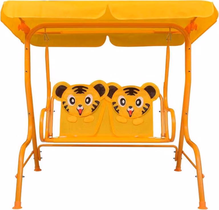 Dondolo a Panchina per Bambini Giallo 115x75x110 cm in Tessuto