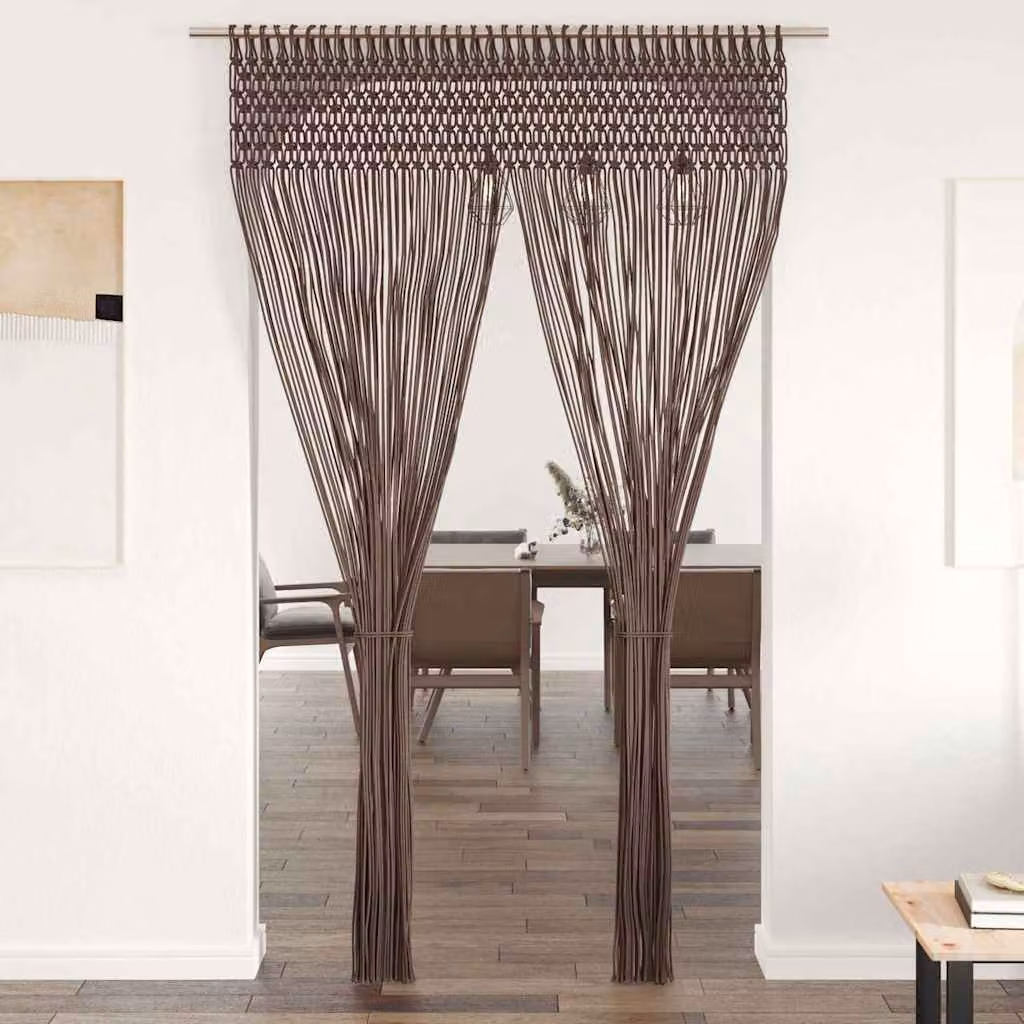 Tenda Macramè boho in cotone e poliestere vidaXL, Grigio Talpa, L: 140 cm x H: 240 cm