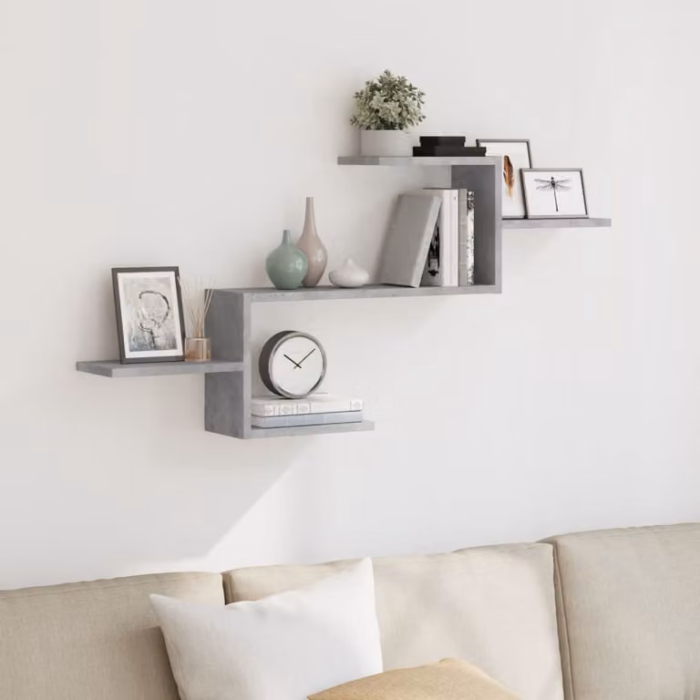 Scaffale a muro moderno vidaXL in MDF Grigio Cemento L: 104 cm, P: 15 cm, H: 49 cm