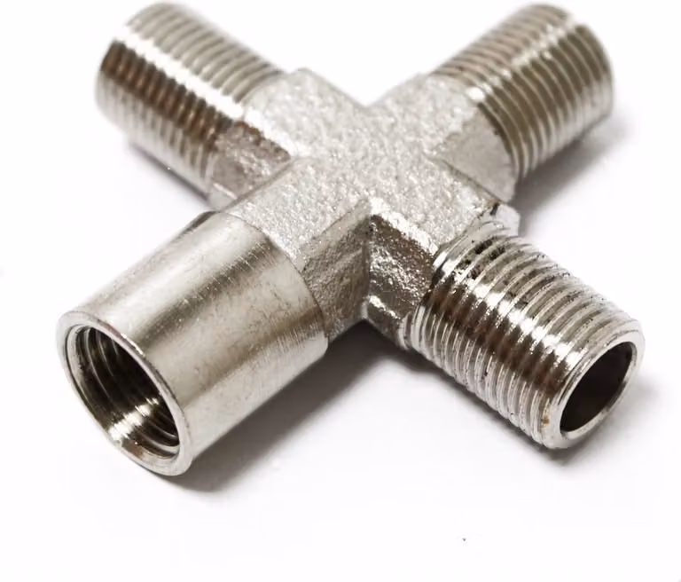 Collettore aria compressa Wiltec per aerografo a 4 vie, 3x 9,51 mm (1/8") maschio e 1x 9,51 mm (1/8") femmina, adattatore collettore in metallo