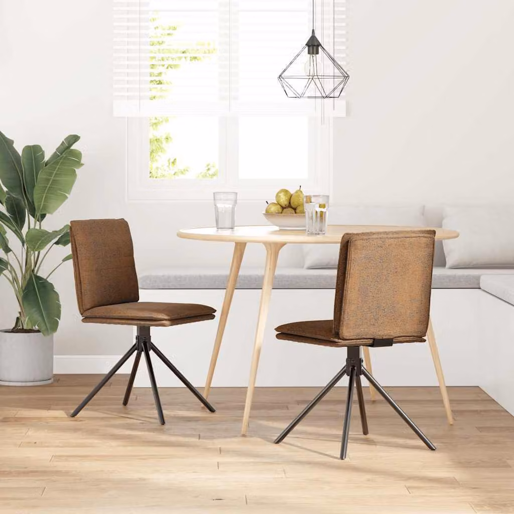 Sedia da Pranzo Marrone in Pelle finta Scamosciata