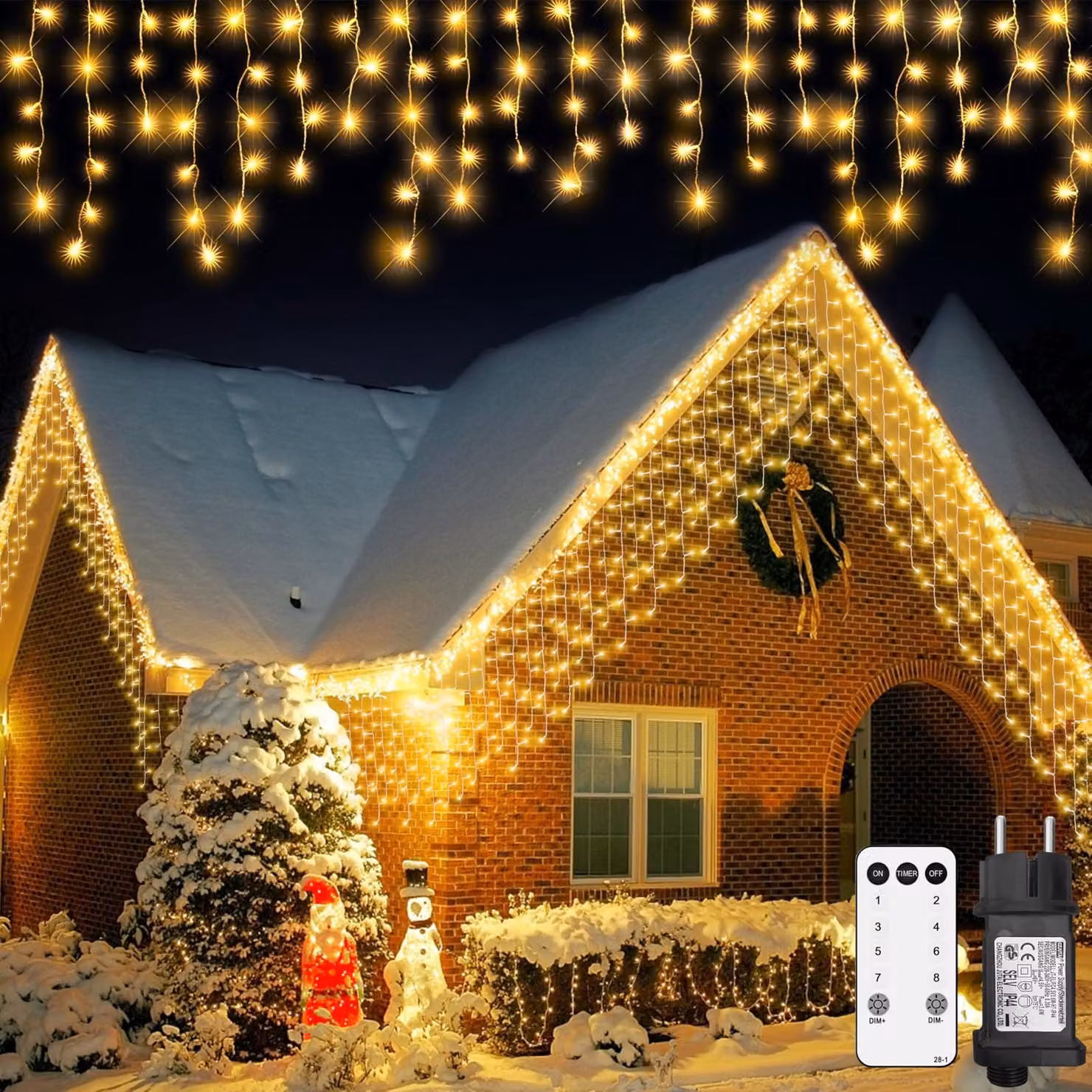 Catena luminosa da 10 metri, con 400 LED, timer, 8 modalità, grado di protezione IP44, adatta per uso esterno