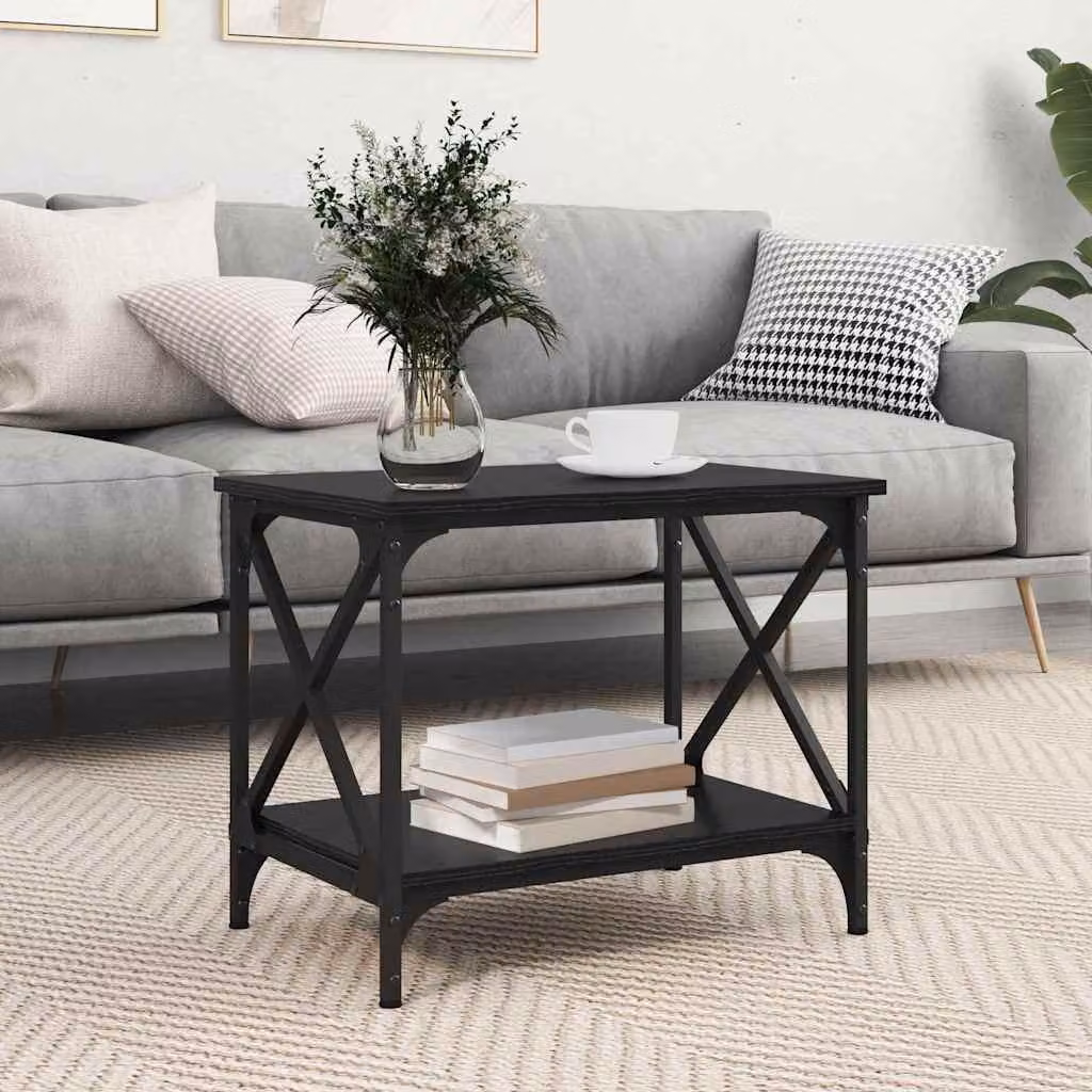 Maison Exclusive - Tavolino nero effetto rovere 55 x 38 x 45 cm