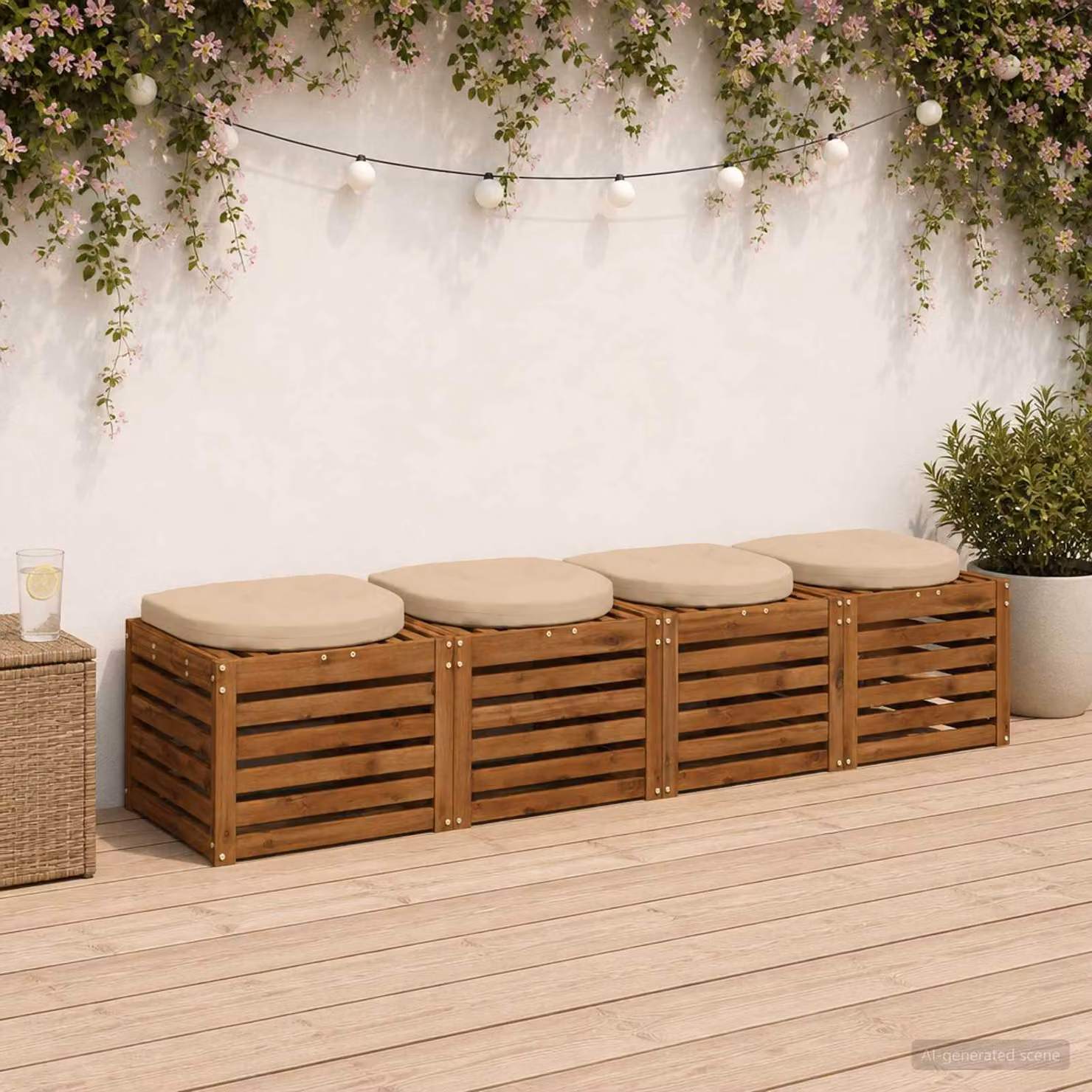 Set di 4 cuscini per sedia vidaXL in poliestere, colore beige, design moderno e quadrato