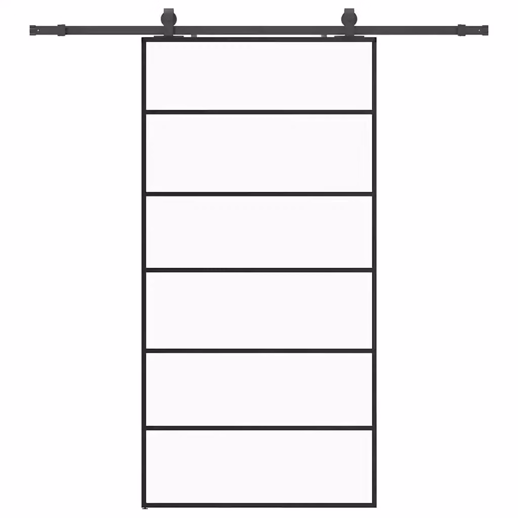 Porta Scorrevole Moderna VIDAXL in Vetro Trasparente con Telaio in Alluminio e Ferramenta Nera L: 102 cm, H: 205 cm – 2