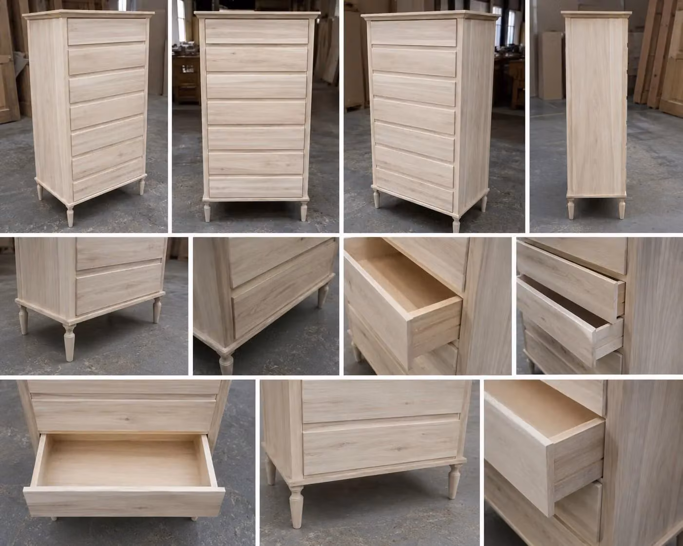 Cassettiera in legno grezzo con 7 cassetti Mobili 2G L: 85 cm, P: 47 cm, H: 138 cm – 1