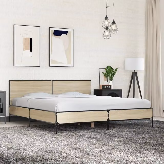 Giroletto vidaXL in legno e metallo color rovere, L/P/H: 180 x 200 x 203 cm – 1