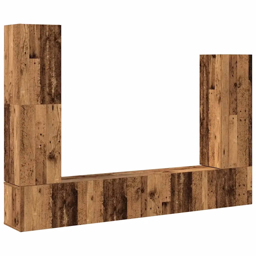 Set Mobile TV da parete vidaXL in 4 pezzi in legno color marrone stile classico – 2