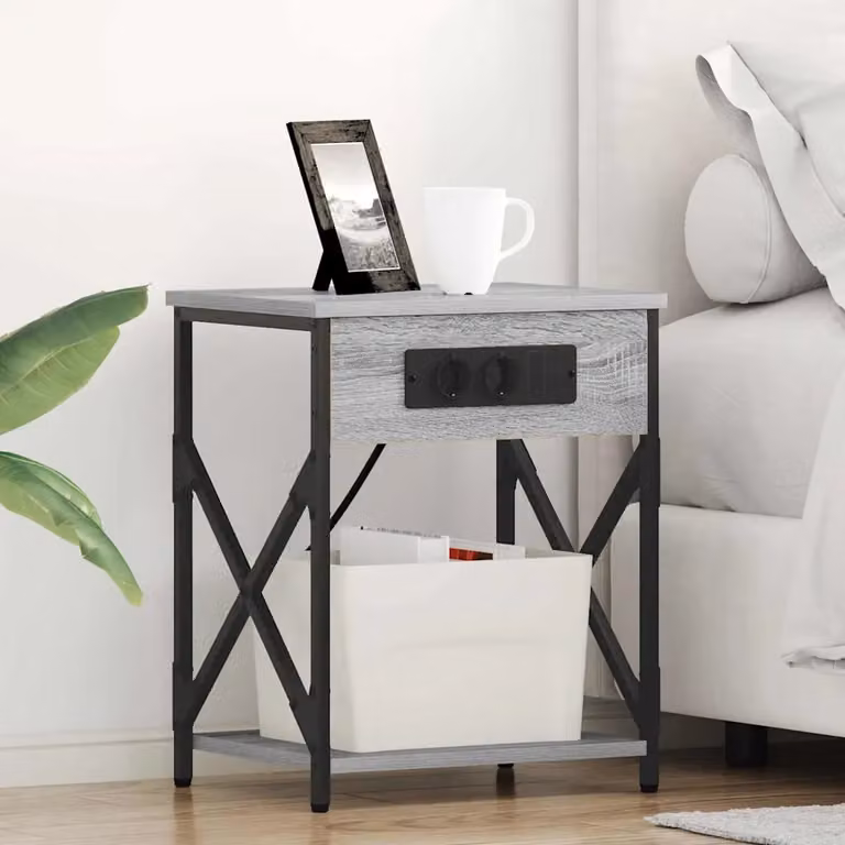 Set di 2 Armadi da Notte vidaXL Grigio Sonoma L/P/H: 41 x 31 x 51 cm