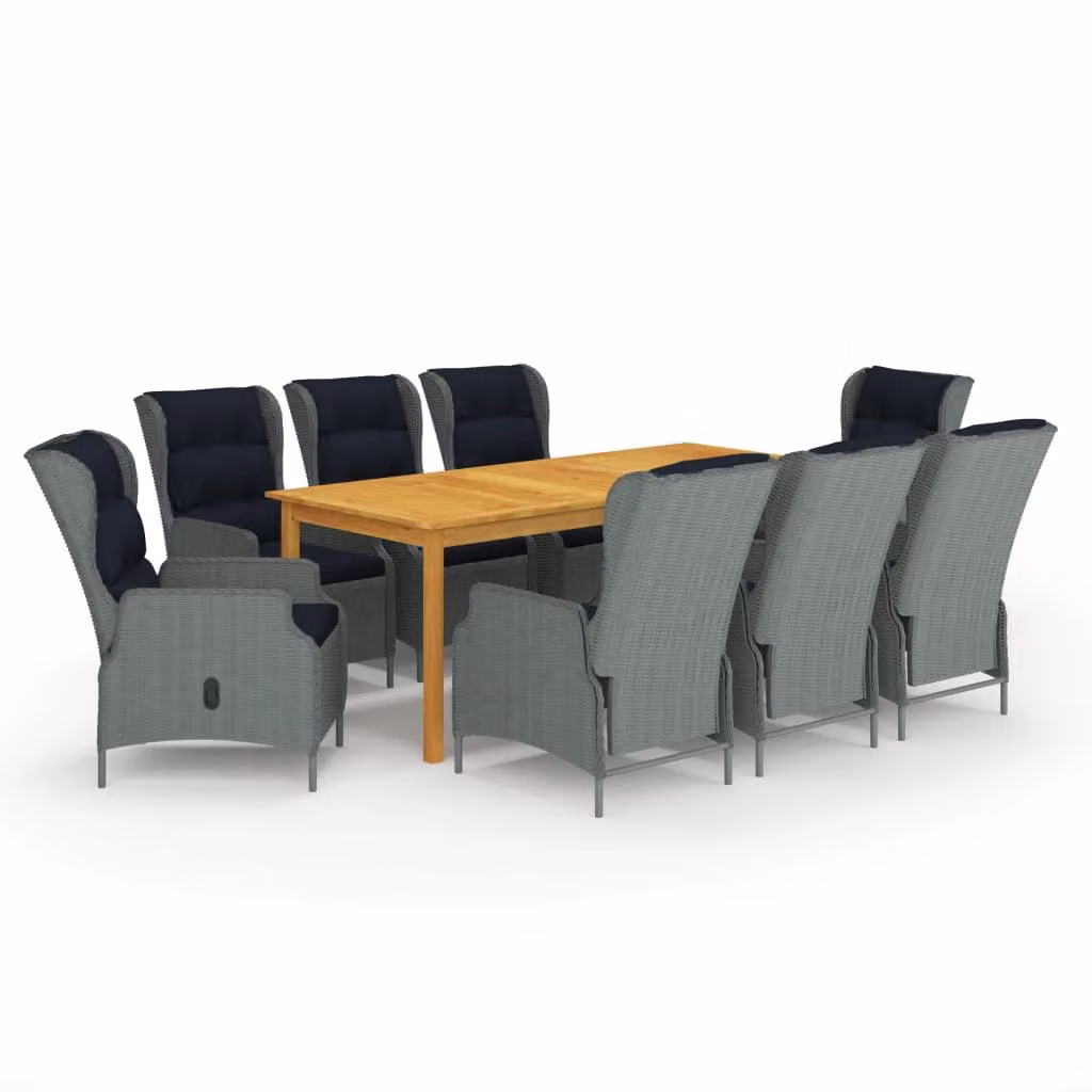 Maison Exclusive - Set da pranzo da giardino da 9 pezzi, grigio chiaro