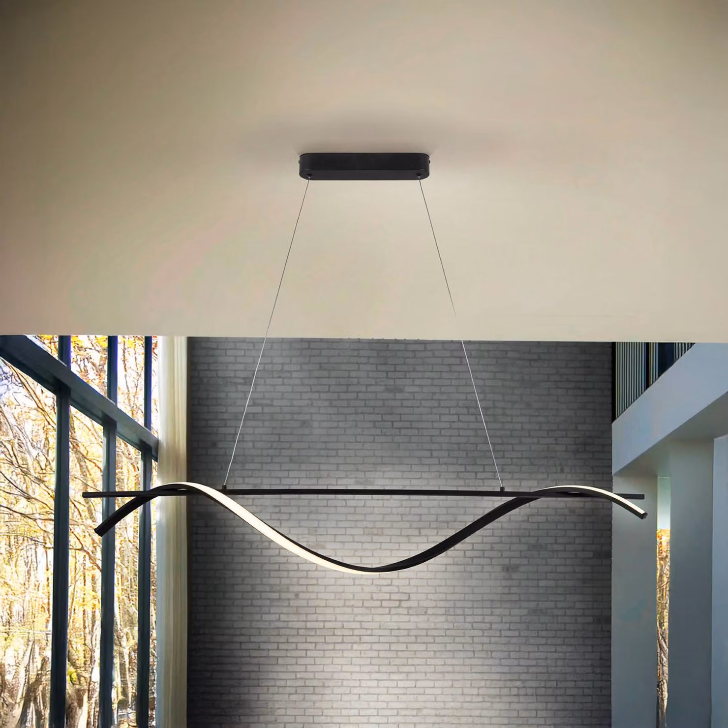 Schuller Valencia Lampada LED a sospensione Boa, nero opaco, metallo Boa, Nero, Soggiorno / Sala da pranzo, Metallo, Moderno