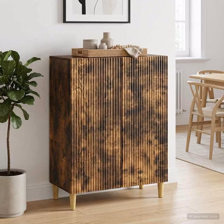 Credenza moderna vidaXL in legno ingegnerizzato color rovere fumo L: 66 cm, P: 34,5 cm, H: 90 cm
