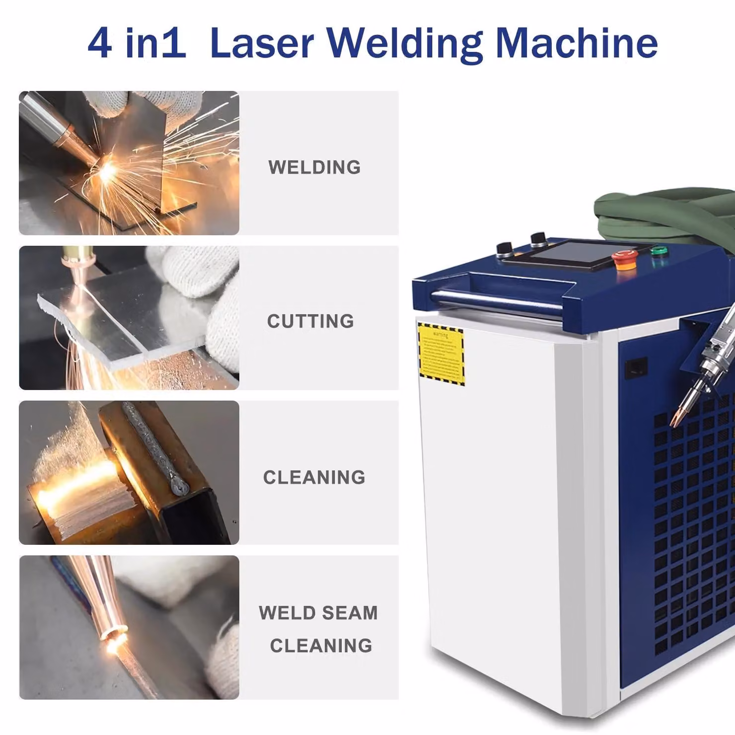 Saldatrice laser multifunzione 4-in-1 - 3000 W - 380 V - Saldatura, taglio, pulizia - Portatile