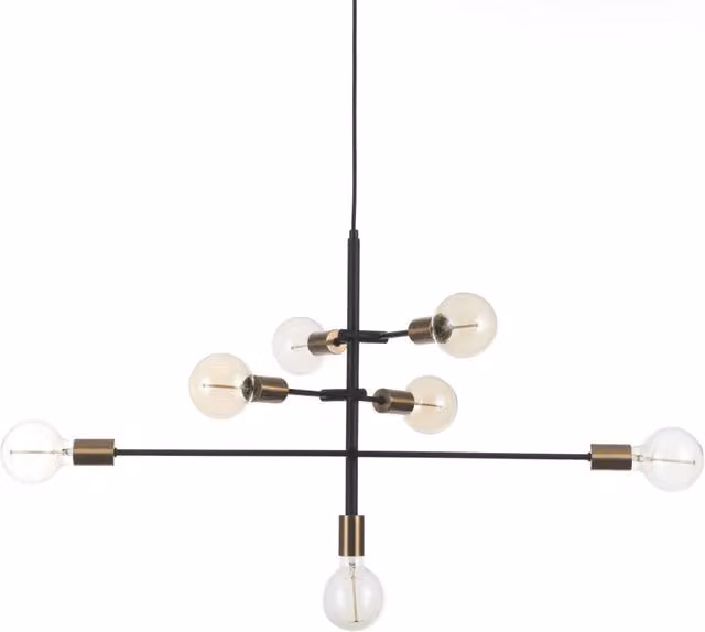 Lampadario da soffitto moderno ORESTELUCHETTA in metallo nero e oro, regolabile, L: 82 cm, P: 40 cm, H: 50 cm