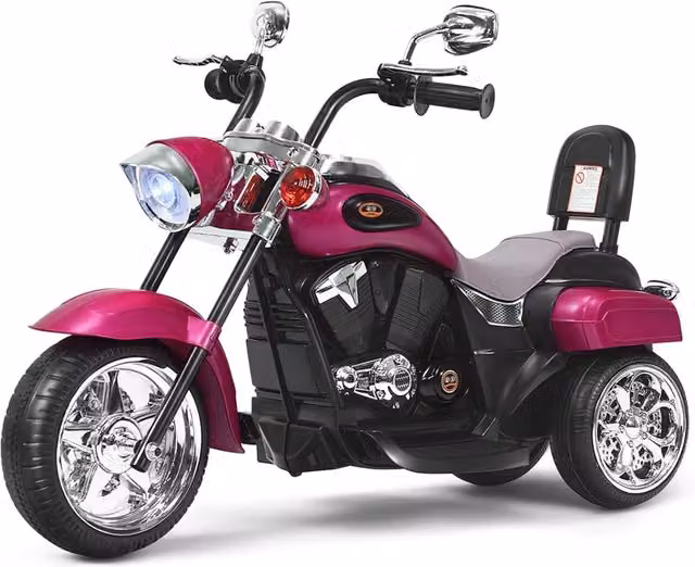 Moto elettrica Costway per bambini e bambine con luci e suoni, disponibile in rosa o viola, con marcia avanti e indietro e portata massima di 30 kg – 1