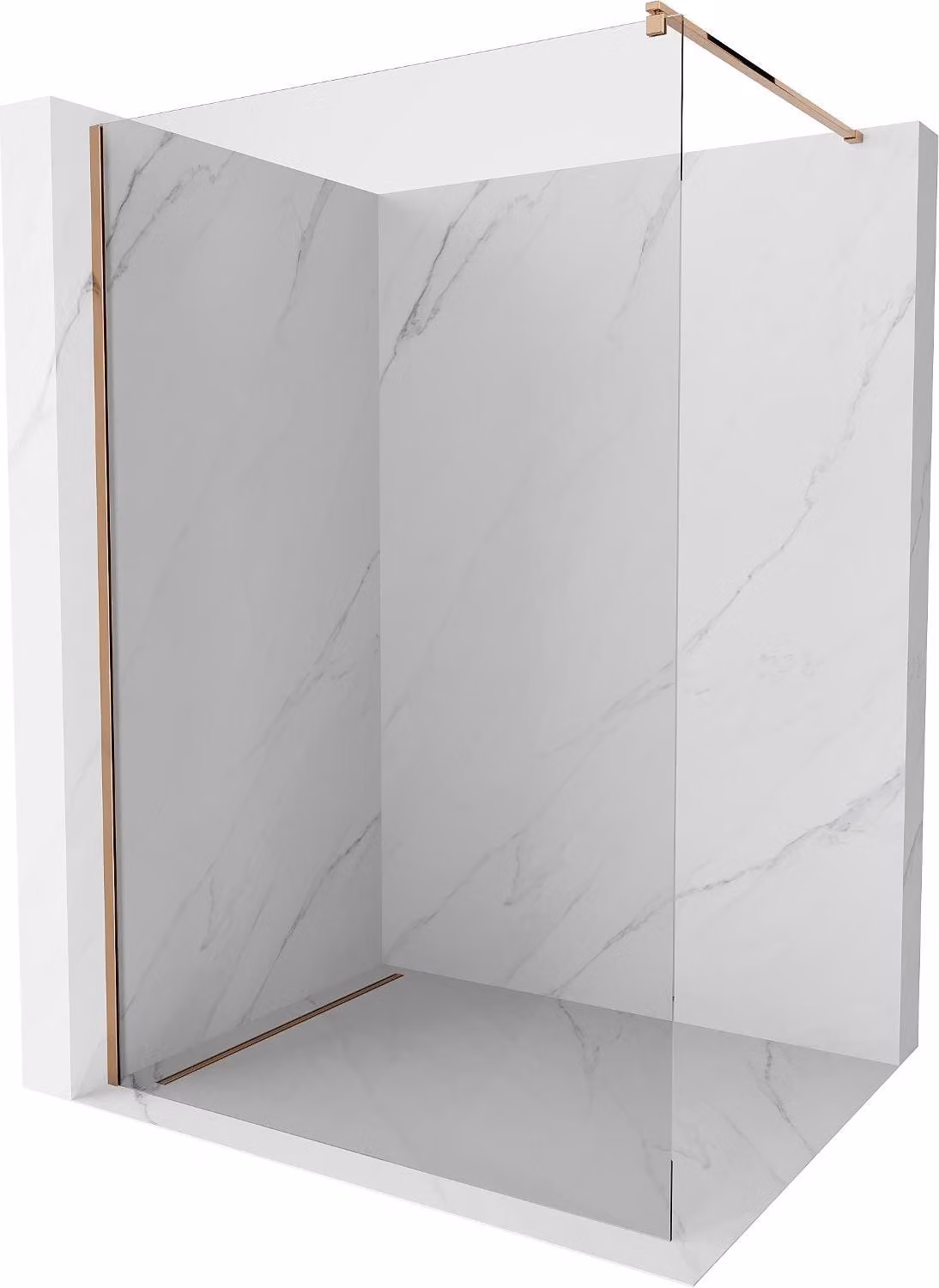 Mexen Kioto parete doccia Walk-in 180 x 200 cm, trasparente 8 mm, oro rosa - 800-180-101-60-00