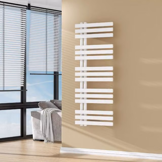 Scalda Asciugamani da Parete ad Acqua Calda Slidre neu.haus Bianco L: 120 cm, P: 50 cm