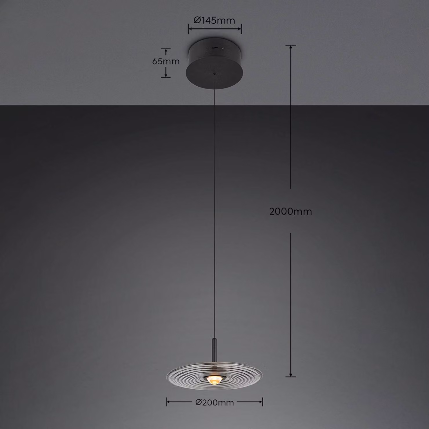 Trio Lighting Lampada a sospensione Sirena, dimmerabile, Nero, Soggiorno / Sala da pranzo, Metallo, Lampada a sospensione