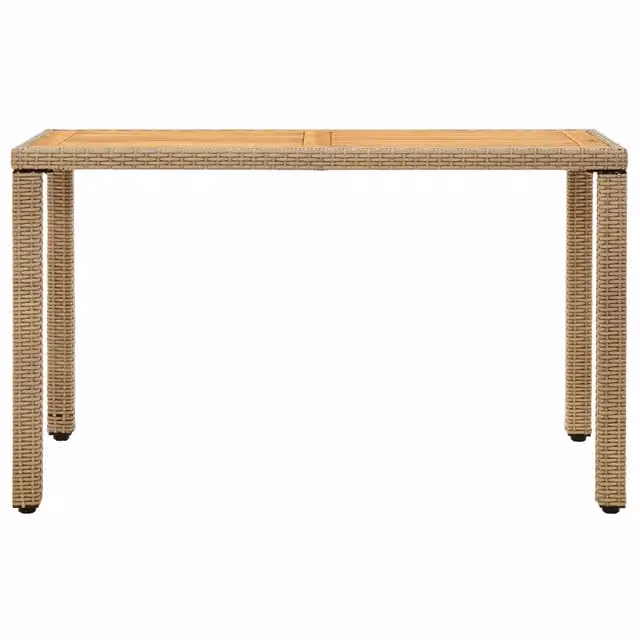 Tavolo Giardino Beige 123x60x74 cm Polyrattan e Massello Acacia 316797