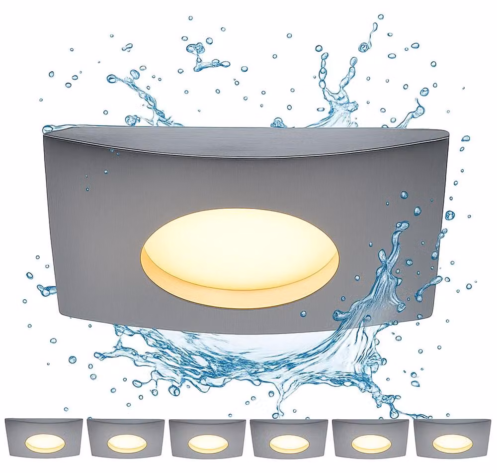 set di 6 luci LED da incasso, ALU, dimmerabili, angolari, IP44, L 8 cm