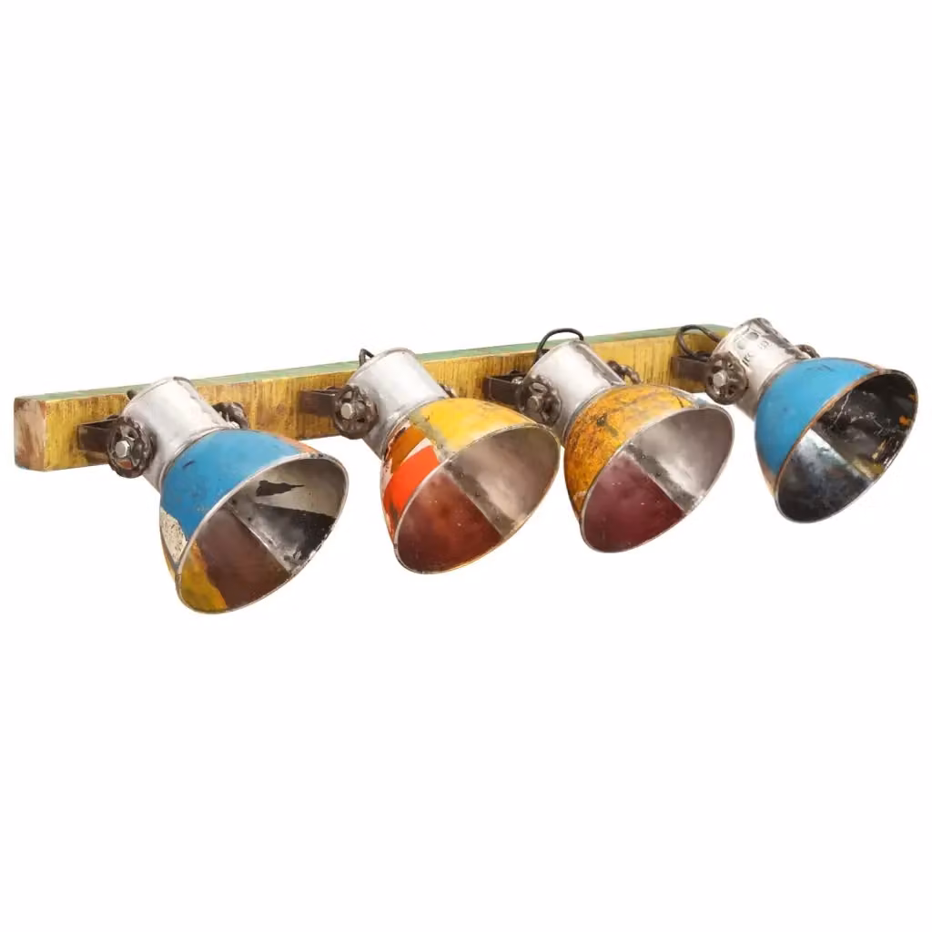 Lampada da Parete Industriale Multicolore in Metallo e Legno con Attacco E27 CFW1753463 – 2