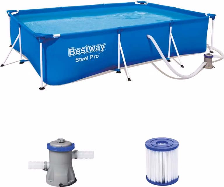 Set per piscina Pro™ Frame in acciaio, rettangolare, con pompa filtro 300 x 201 x 66 cm
