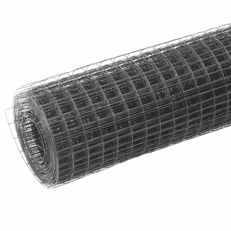 Recinzione in Rete per Pollaio in Acciaio e PVC 10x1,5 m Grigia