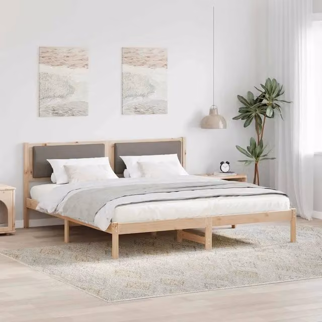 Struttura letto Talpa vidaXL in pino massello beige o grigio L/P/H: 180 x 200 x 10 cm