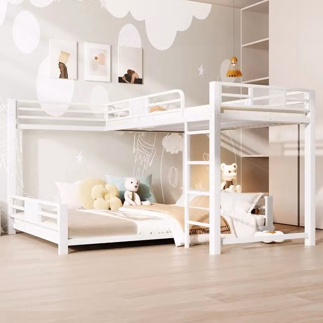 Letto a castello metallo ¨C Minimal ¨C Bianco 90x200 + 140x200 cm