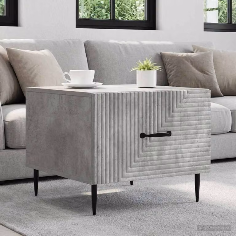 vidaXL Tavolino da salotto moderno con cassetto in MDF, Grigio e Nero, L 49 cm x P 50 cm x H 40 cm