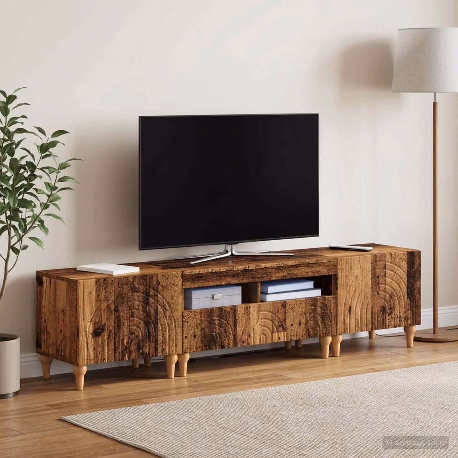 Mobile TV LED vidaXL in legno moderno con illuminazione integrata, marrone e grigio