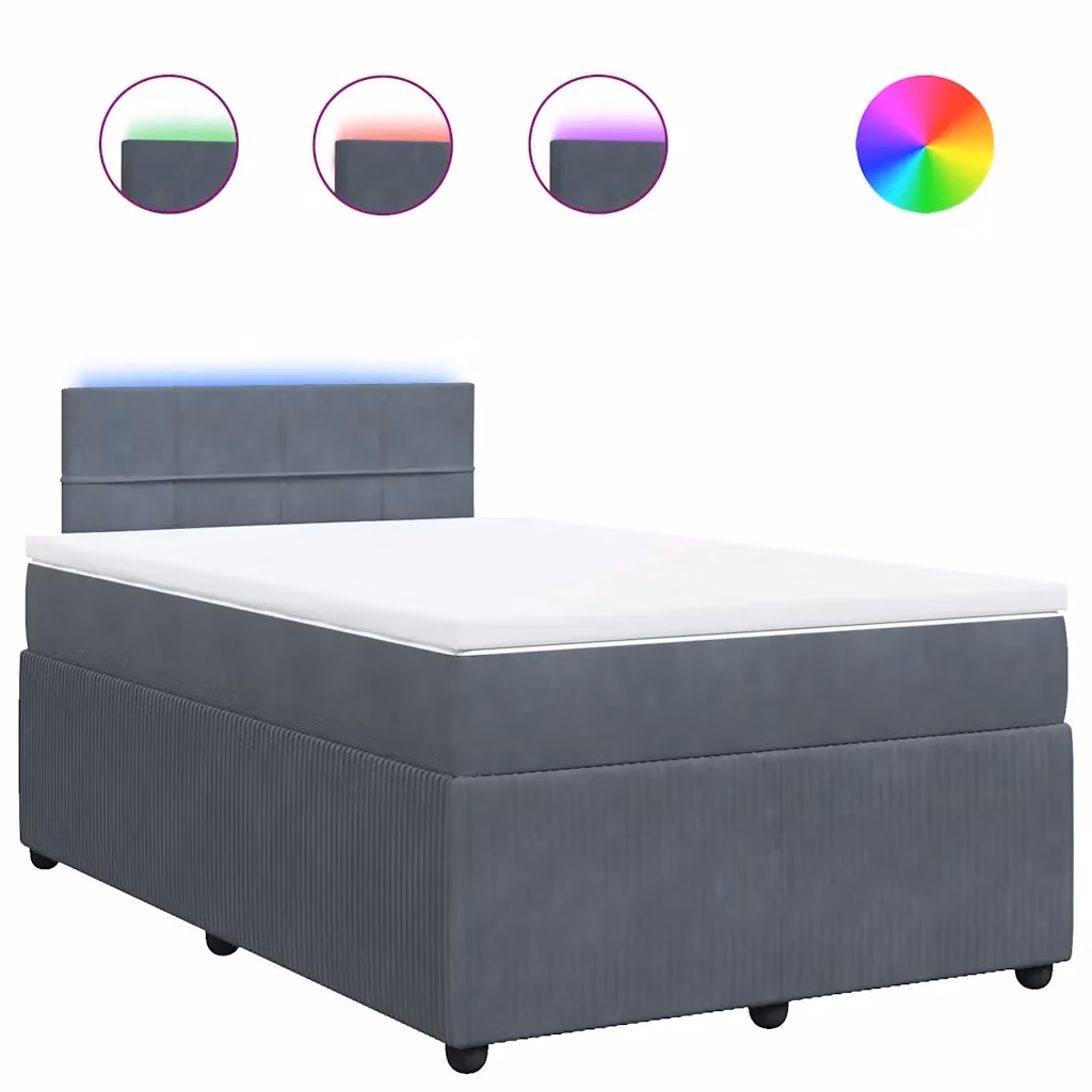Letto Ibrido con Giroletto a Molle e Materasso vidaXL in Velluto Grigio e Bianco L/P/H: 120 x 200 cm – 2