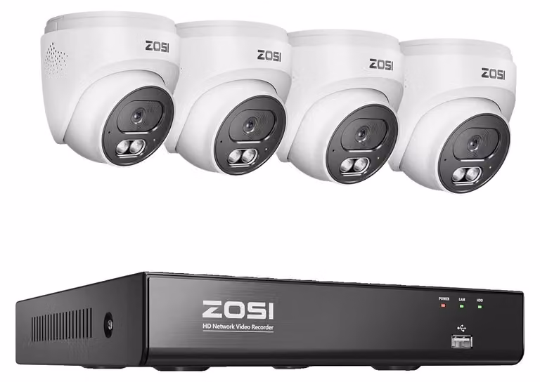 Sistema di videosorveglianza, risoluzione 4K, rilevamento avanzato del movimento, 4 telecamere da 8 MP, 2 TB