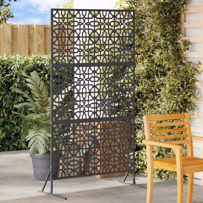 Paravent per privacy vidaXL in acciaio nero, semi-trasparente, L 100 x P 50 x H 180 cm